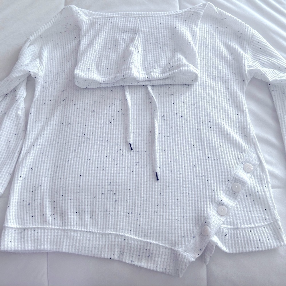 New White Long Sleeve Top Cowl Neck Womens Sz L​​